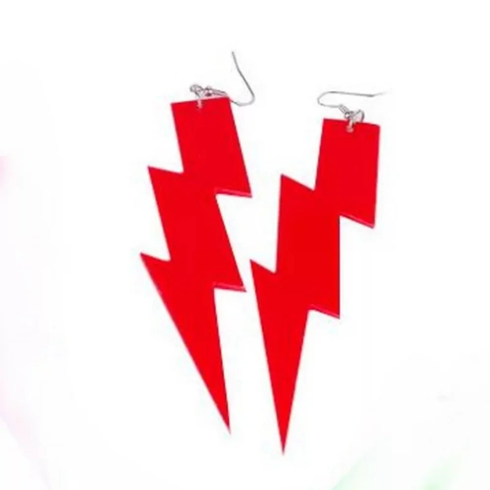 Neon Oversized Lightning Bolt Statement Earrings